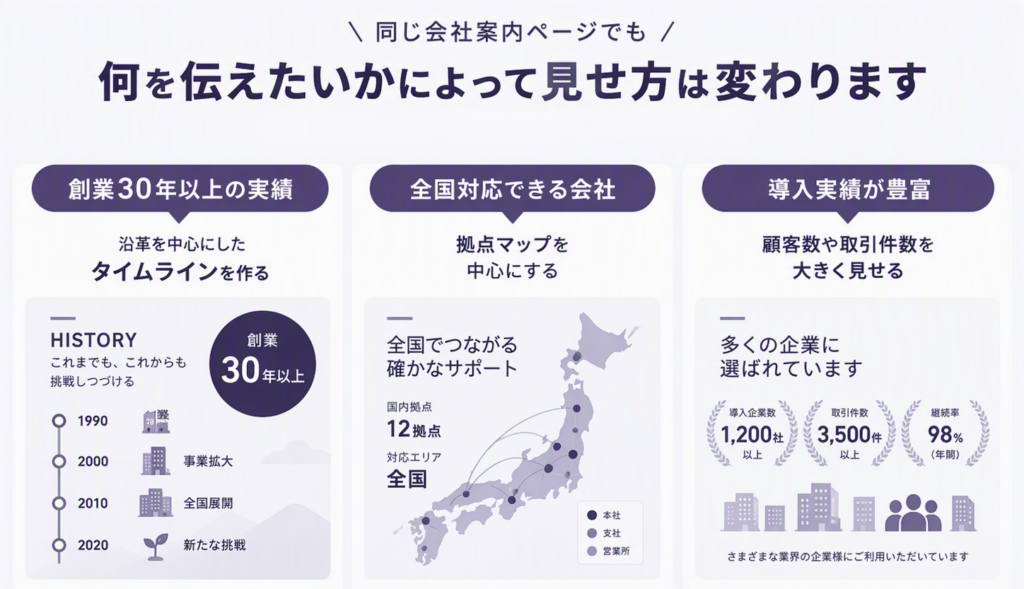何を伝えたいのかによって見せ方が変わる